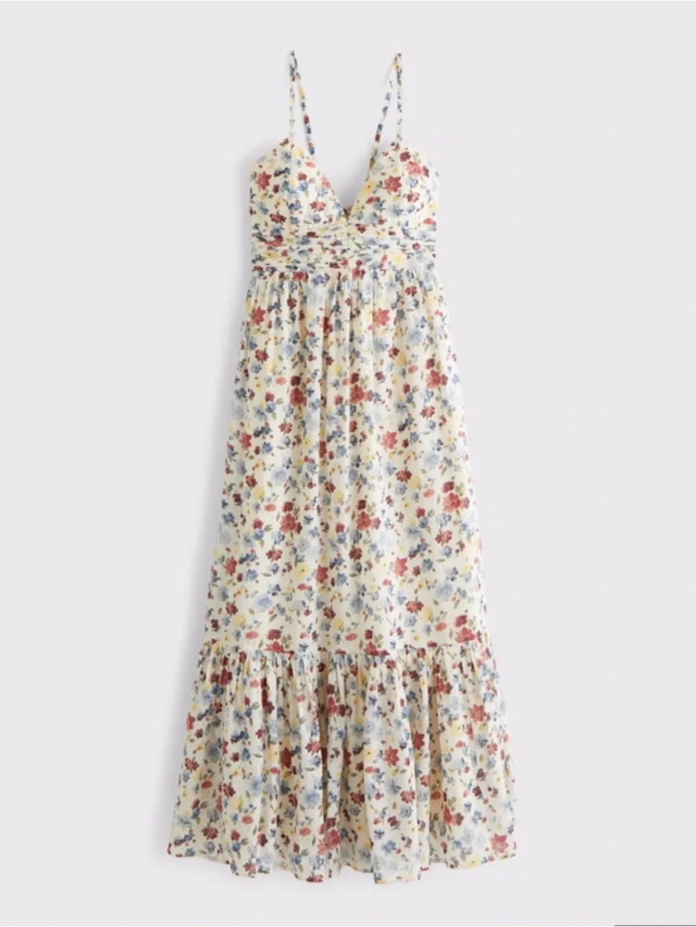 NWT Abercrombie Small Petite Bra Free Tie-Back Flowy V-Neck Maxi Dress Cotton